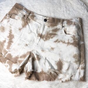 Aerie | NWT Size Large Mocha Tie Dye Shorts with Distressed Details